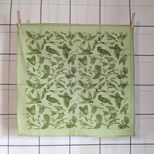 Load image into Gallery viewer, Bandana | birds - green screenprinted birder scarf neckerchief
