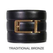 Load image into Gallery viewer, Black Leather Ratchet Belt & Buckle Set