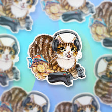 Load image into Gallery viewer, Video Gaming Cat - Nerdy Vinyl Sticker