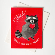 Load image into Gallery viewer, Thief! Raccoon- Risograph Card