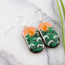 Load image into Gallery viewer, Mod Pink + Green Sunset Oblong Earrings