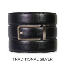 Load image into Gallery viewer, Black Leather Ratchet Belt & Buckle Set