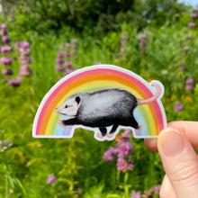Load image into Gallery viewer, Raz the Opossum Rainbow Weatherproof Vinyl Sticker