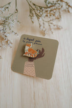 Load image into Gallery viewer, Fox in Forest Enamel Pin (With Locking Clasp)