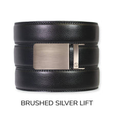 Load image into Gallery viewer, Black Leather Ratchet Belt & Buckle Set