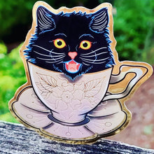 Load image into Gallery viewer, Sticker: Teacup Kitten, 3" gold foil