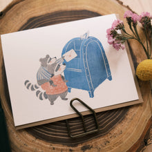 Load image into Gallery viewer, Raccoon Snail Mail Greeting Card