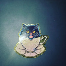 Load image into Gallery viewer, Sticker: Teacup Kitten, 3" gold foil