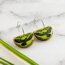Load image into Gallery viewer, Vintage Citron Raven Drop Hoop Earrings