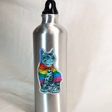 Load image into Gallery viewer, Sticker: Rainbow Pride Cat, 3.75" Holographic Sparkle Vinyl