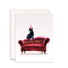 Load image into Gallery viewer, Naughty Cat Scratch Couch Birthday Card Funny