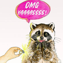 Load image into Gallery viewer, Yaaas Engaged Raccoon - Funny Engagement Card