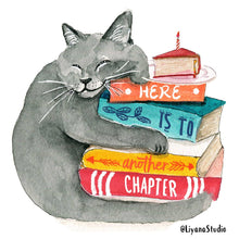 Load image into Gallery viewer, Book Lover Cat - Funny Birthday Card