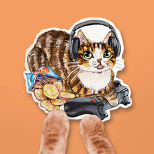 Load image into Gallery viewer, Video Gaming Cat - Nerdy Vinyl Sticker