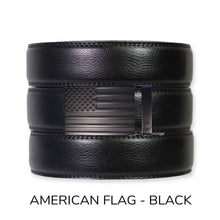 Load image into Gallery viewer, Black Leather Ratchet Belt & Buckle Set