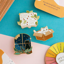 Load image into Gallery viewer, Cat Window Enamel Pin
