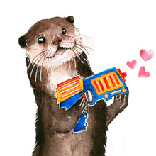 Load image into Gallery viewer, Pew Pew Love Otter - Funny Valentines Day Card