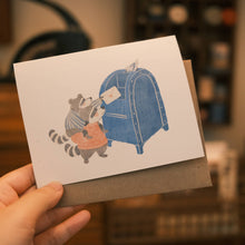 Load image into Gallery viewer, Raccoon Snail Mail Greeting Card