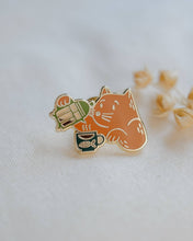 Load image into Gallery viewer, Coffee Cat (Orange) Enamel Pin