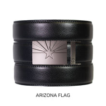 Load image into Gallery viewer, Black Leather Ratchet Belt & Buckle Set