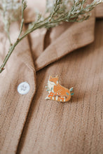 Load image into Gallery viewer, Fox in Forest Enamel Pin (With Locking Clasp)