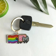Load image into Gallery viewer, Nyan Cat Keychain - Rainbow Cat Meme Acrylic Keychain