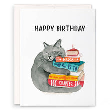Load image into Gallery viewer, Book Lover Cat - Funny Birthday Card