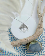 Load image into Gallery viewer, Rain Cloud Necklace with Quartz and Glass Raindrop Beads