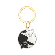 Load image into Gallery viewer, Yin Yang Cat Acrylic Keychain - Black & White Cat Lovers