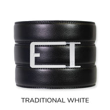 Load image into Gallery viewer, Black Leather Ratchet Belt & Buckle Set