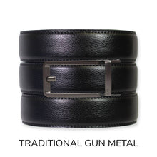 Load image into Gallery viewer, Black Leather Ratchet Belt & Buckle Set