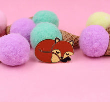 Load image into Gallery viewer, Sleeping Fox – Cute Sleepy Fox Enamel Pin