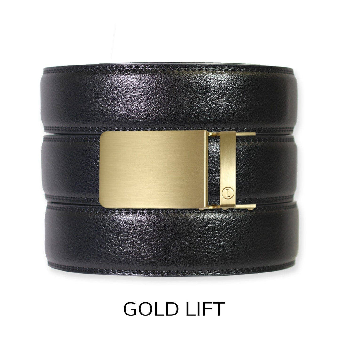 Black Leather Ratchet Belt &amp; Buckle Set