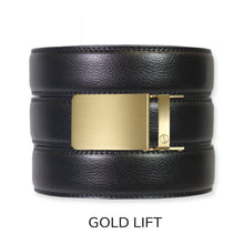 Load image into Gallery viewer, Black Leather Ratchet Belt &amp; Buckle Set
