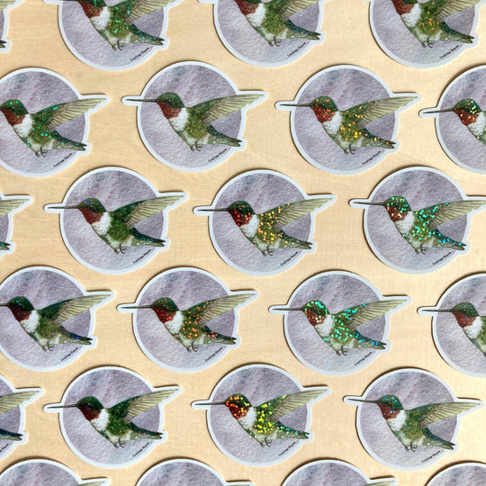 Ruby-throated Hummingbird Glitter - Vinyl Sticker -
