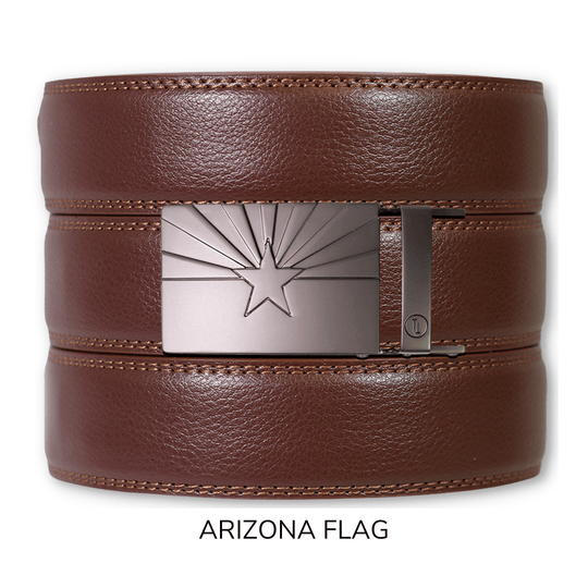 Chestnut Leather Ratchet Belt &amp; Buckle Set
