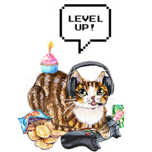 Load image into Gallery viewer, Video Gamer Cat - Funny Birthday Card
