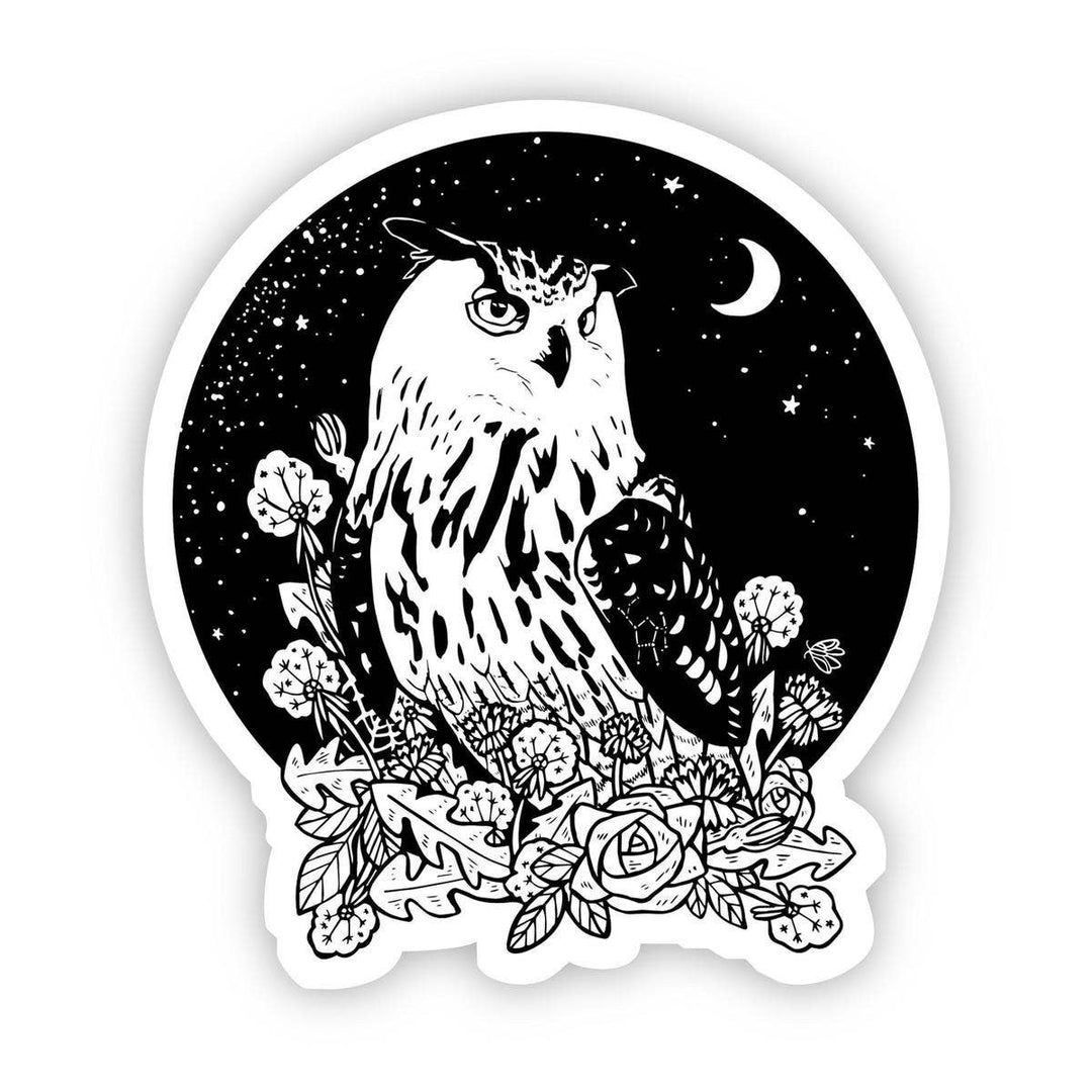 Owl with Night Sky Sticker