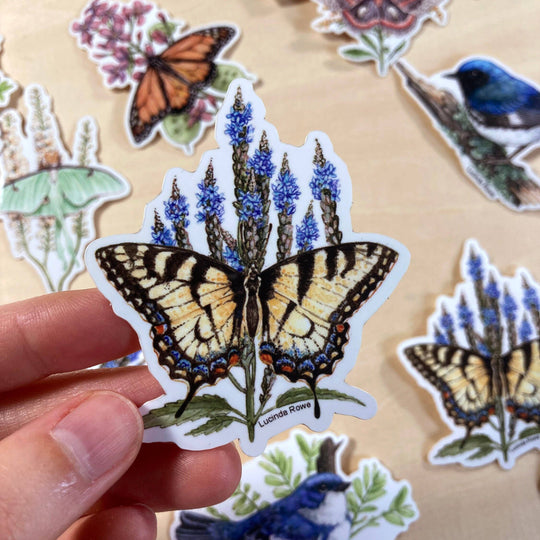 Eastern Tiger Swallowtail On Vervain - Vinyl Sticker -