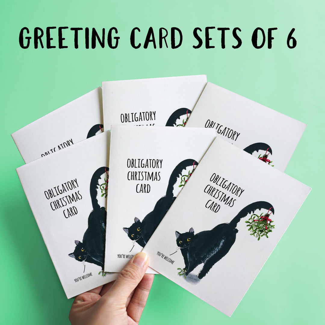 6-pack Black Cat Obligatory Christmas Card Set - Box Set