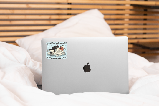 You Did Not Wake Up Today Sticker - shark, black cat, funny