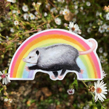 Load image into Gallery viewer, Raz the Opossum Rainbow Weatherproof Vinyl Sticker
