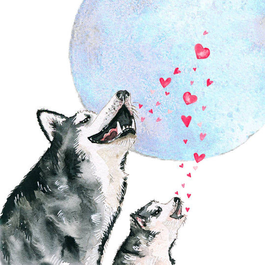 Husky Howling Moon - Funny Fathers Day Card