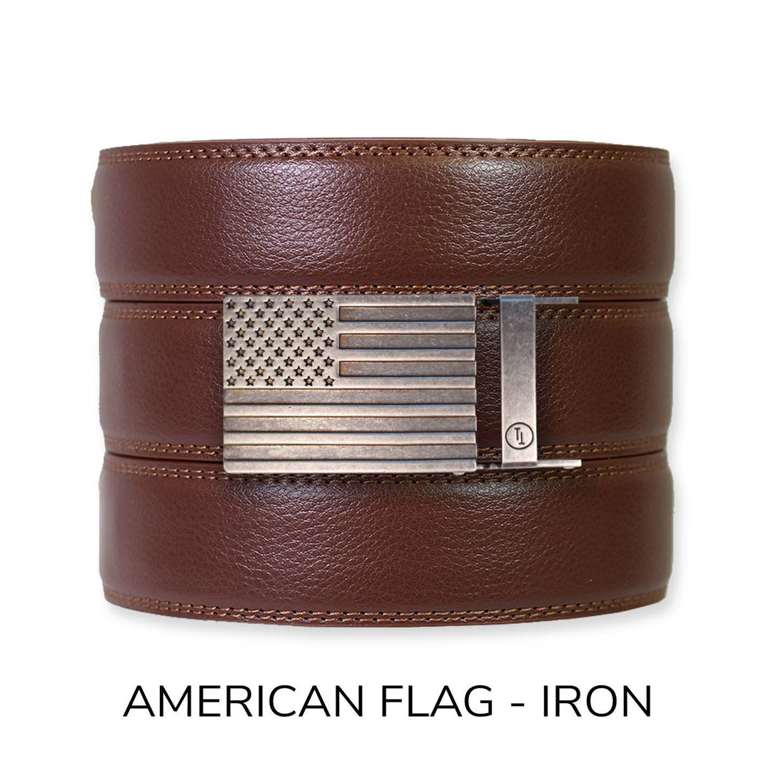 Chestnut Leather Ratchet Belt &amp; Buckle Set