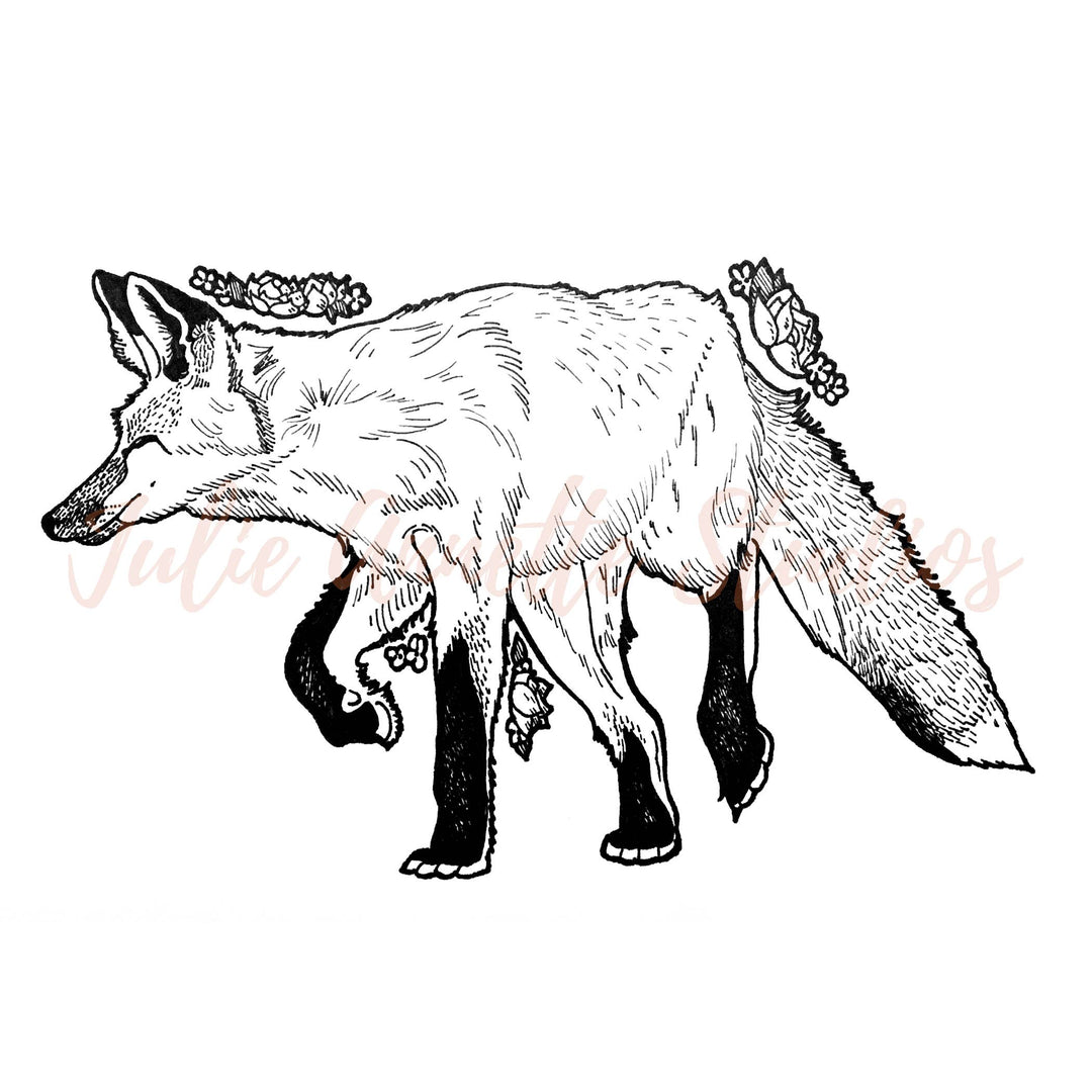 Floral Fox 4x4 Die Cut Stickers