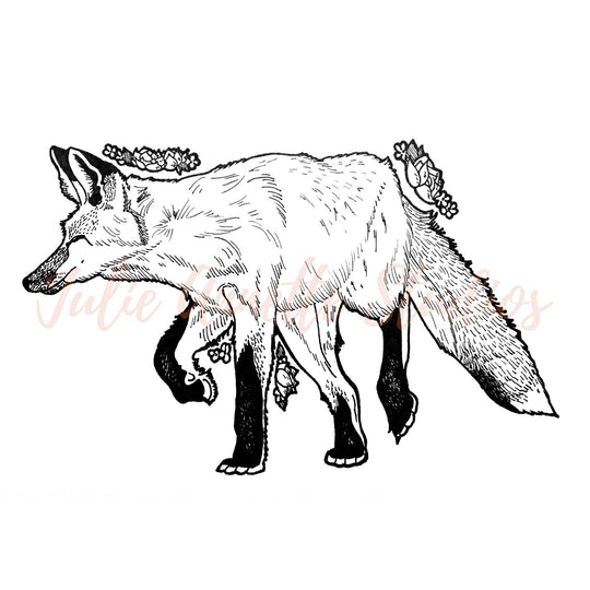 Floral Fox 4x4 Die Cut Stickers