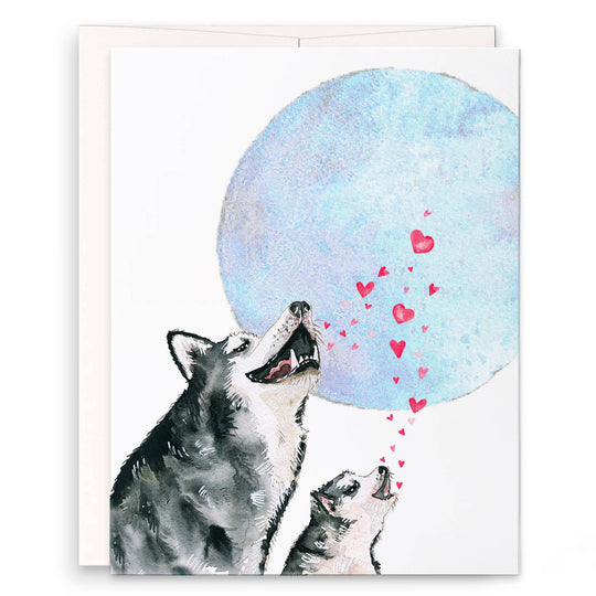 Husky Howling Moon - Funny Fathers Day Card