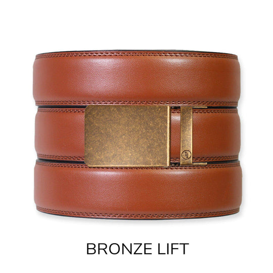 Chili Brown Leather Ratchet Belt &amp; Buckle Set
