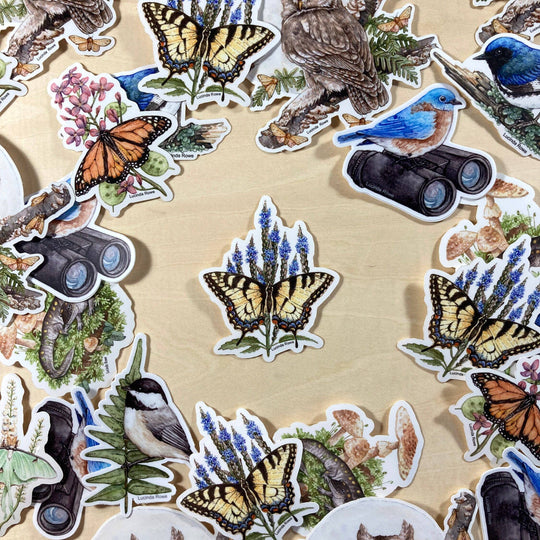 Eastern Tiger Swallowtail On Vervain - Vinyl Sticker -