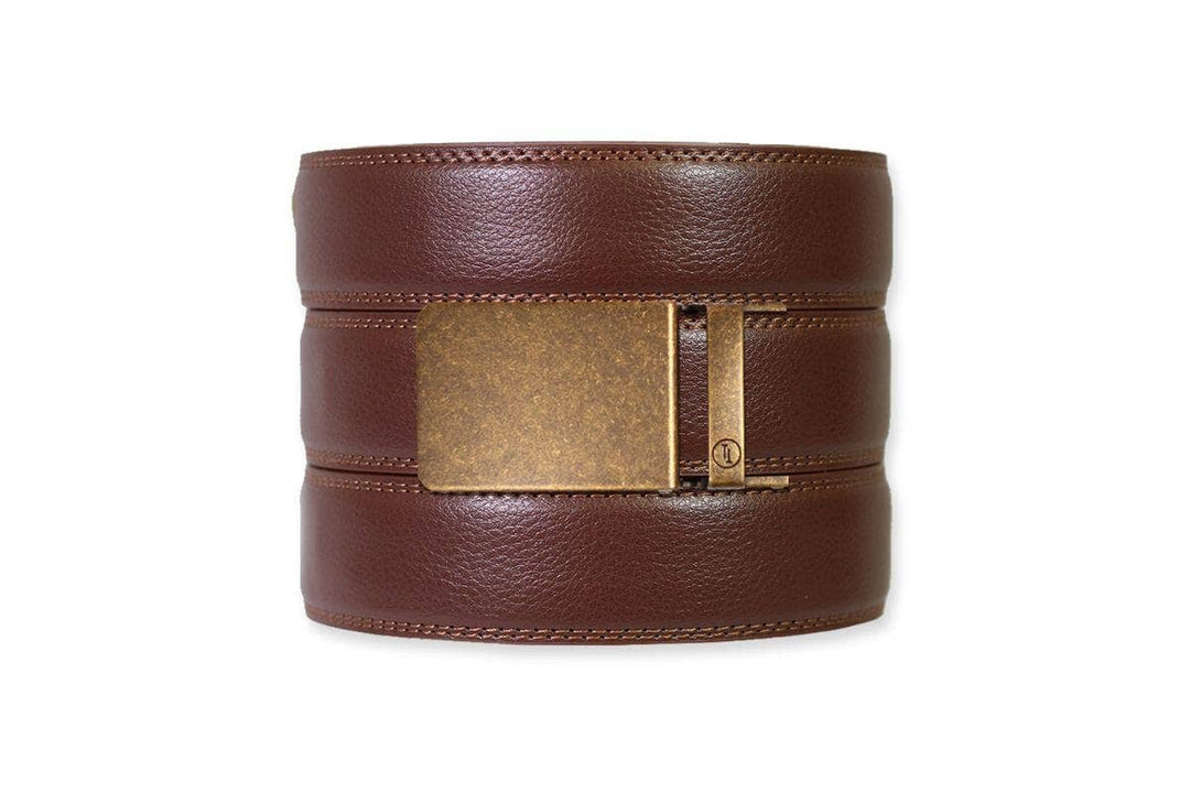 Chestnut Leather Ratchet Belt &amp; Buckle Set